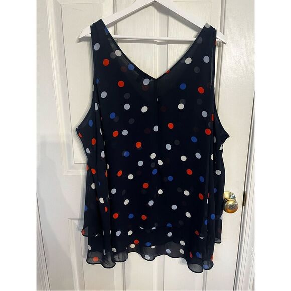 Torrid Navy Multi Polka Dot Chiffon Layered Tank sz 26 NWOT - Picture 5 of 6
